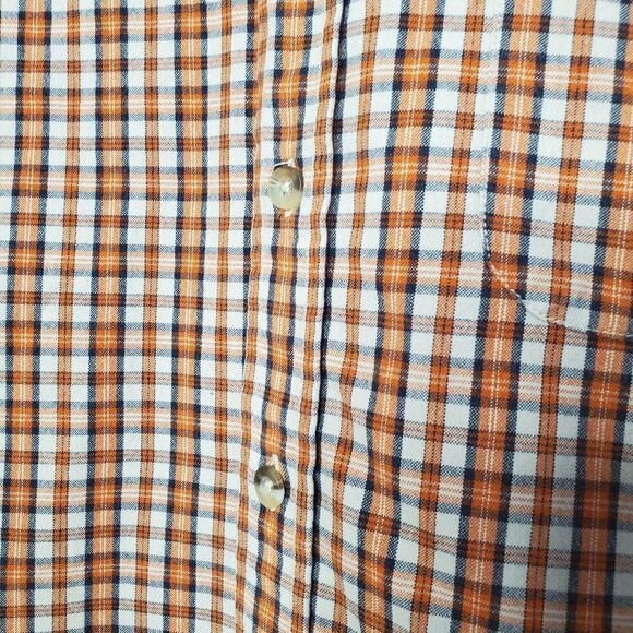 Charter Club L 100% Cotton Orange White Plaid Long Sleeve Button Down Shirt - Picture 5 of 10